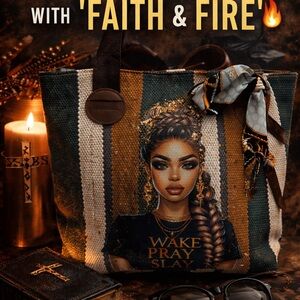 Faith and Fire Striped Tote Bag